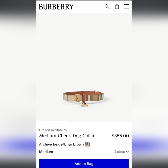 Burberry Check Pattern Dog Collar in Beige and Brown - Picture 1 of 2